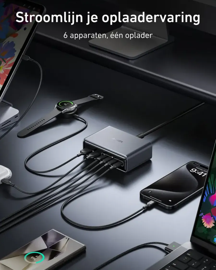 Anker Prime oplader snelladen tot 200W (6 poorten) Clearance