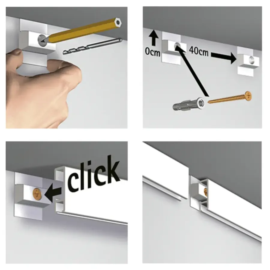Artiteq Click Rail schilderij ophangsysteem compleet 6 meter créme-wit RAL 9010 Hot
