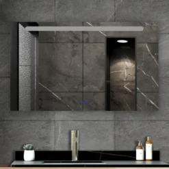 Atlantic badkamerspiegel Delon met verlichting rechthoek 60 x 100 cm chroom