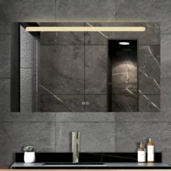 Atlantic badkamerspiegel Delon met verlichting rechthoek 60 x 100 cm chroom