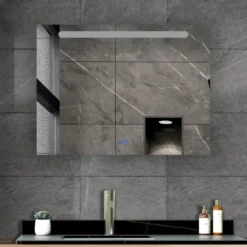Atlantic badkamerspiegel Delon met verlichting rechthoek 60 x 80 cm chroom