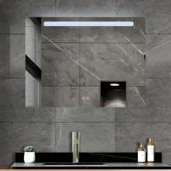 Atlantic badkamerspiegel Delon met verlichting rechthoek 60 x 80 cm chroom