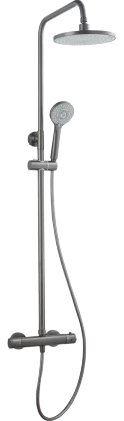 Atlantic regendoucheset Asher met handdouche 3 standen en thermostaatkraan gunmetal - hartafstand kraan 15 cm