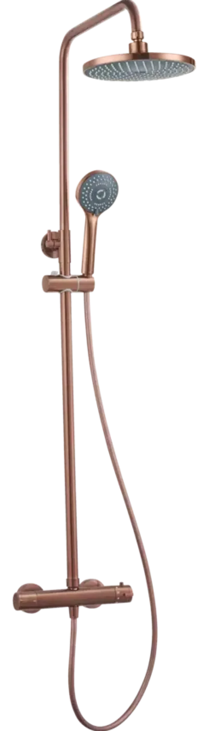 Atlantic regendoucheset Asher met handdouche 3 standen en thermostaatkraan koper - hartafstand kraan 15 cm