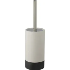 Atlantic toiletborstelgarnituur keramiek met ribbels Wit/Antraciet