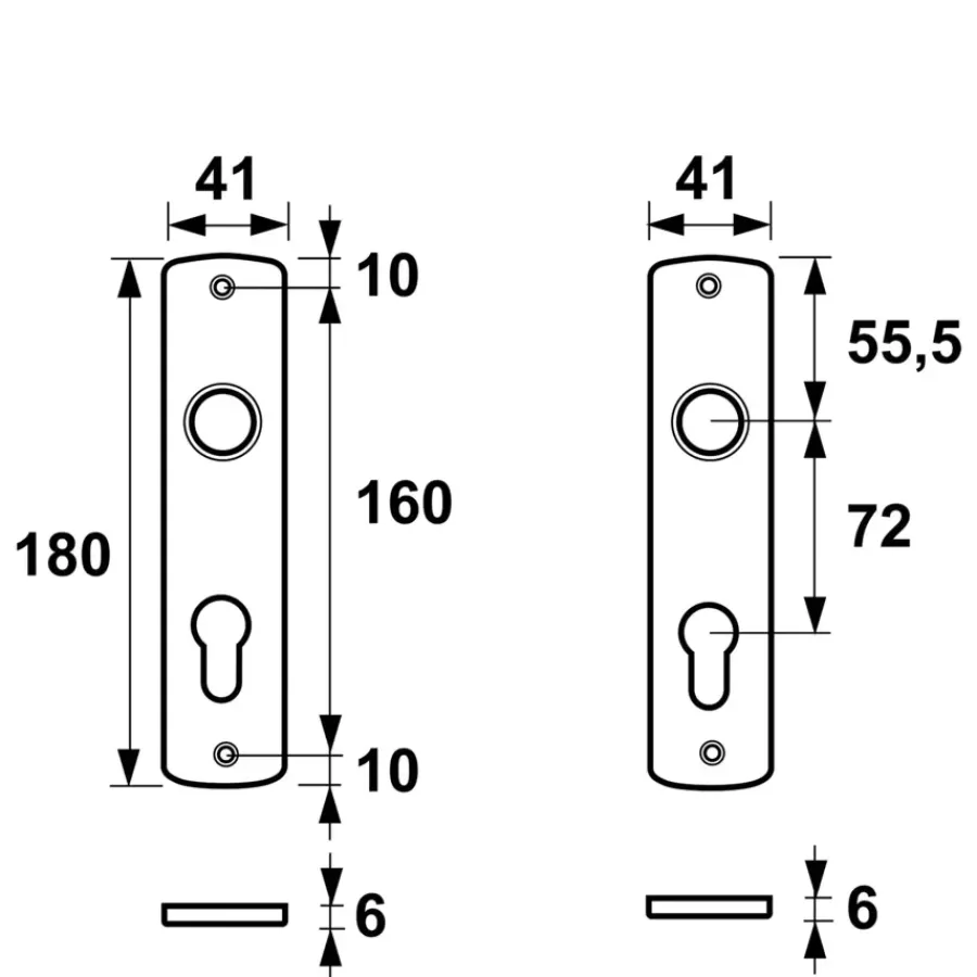 AXA langschild binnendeur aluminium kruk/cilinder 72 mm Hot
