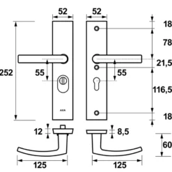 AXA veiligheidsbeslag Edge achterdeur zwart langschild met SKG 3-sterren 55 mm Discount