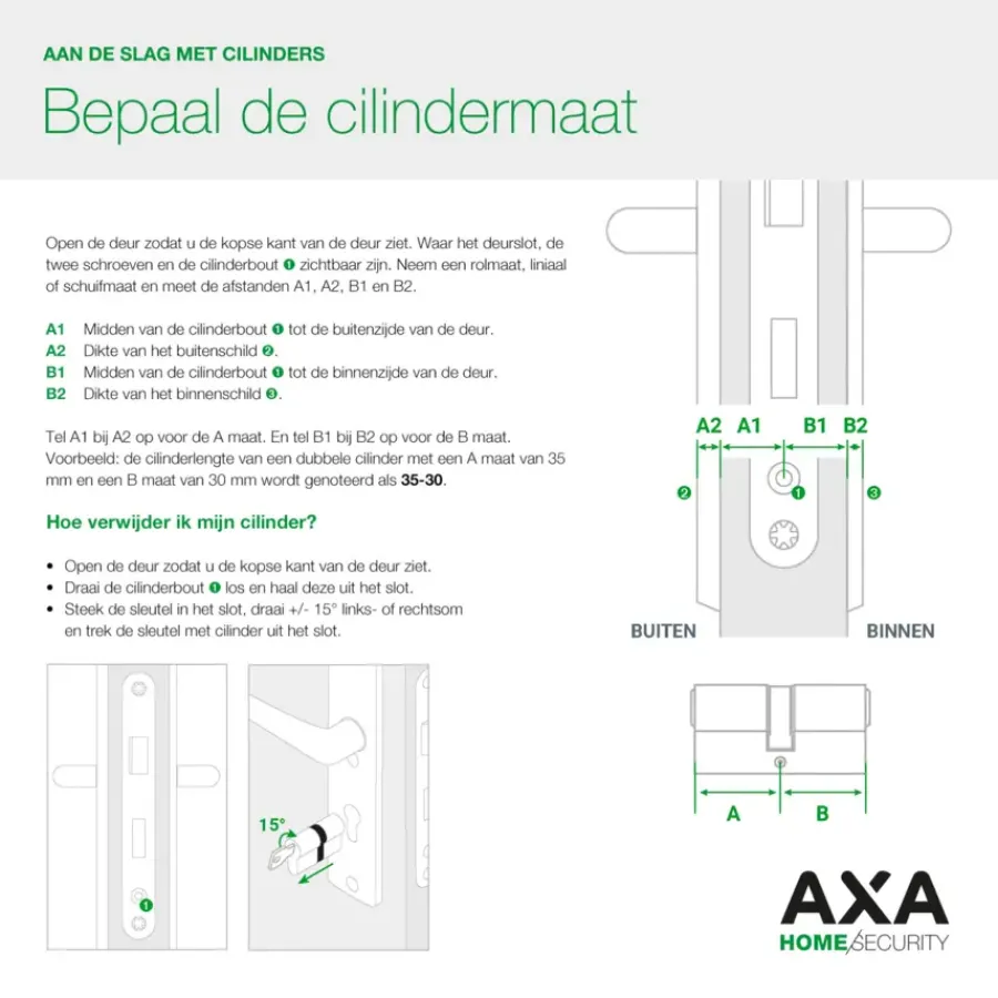 AXA veiligheidscilinder security 30-45mm SKG** gelijksluitend 3 stuks Clearance