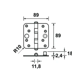 AXA Veiligheidsscharnier kogellager afgeronde hoeken SKG 3-sterren verzinkt 89x89 mm 3 stuks New