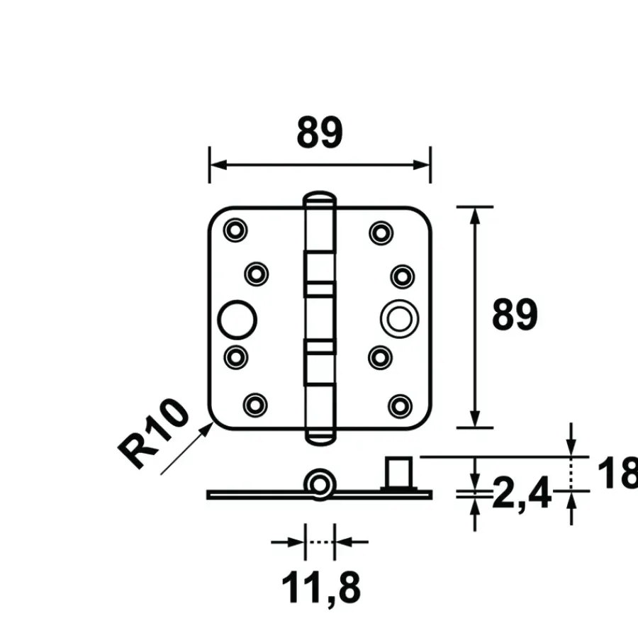 AXA Veiligheidsscharnier kogellager afgeronde hoeken SKG 3-sterren verzinkt 89x89 mm 3 stuks New