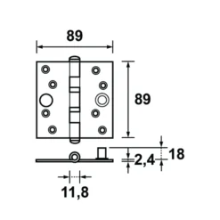 AXA veiligheidsscharnier kogellager SKG 3-sterren verzinkt 89x89 mm - 2 stuks