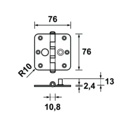 AXA veiligheidsscharnier kogellager SKG 2-sterren verzinkt 76x76 mm - 2 stuks