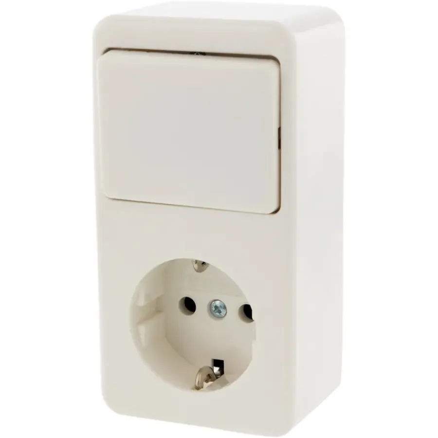 Berker Opbouw Enkel Geaard Stopcontact met Schakelaar Wit Sale