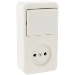 Berker Opbouw Enkel Stopcontact met Schakelaar Wit Outlet