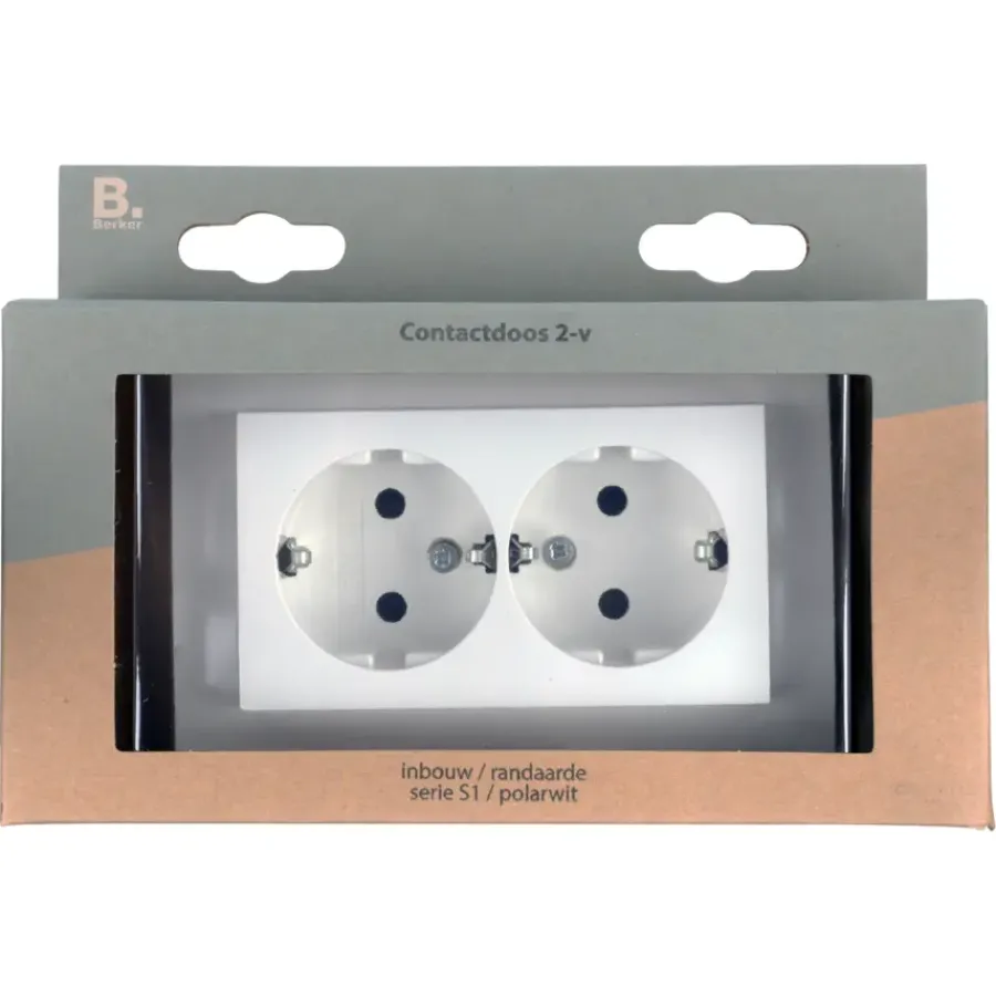 Berker S.1 Dubbel Geaard Stopcontact Wit Hot