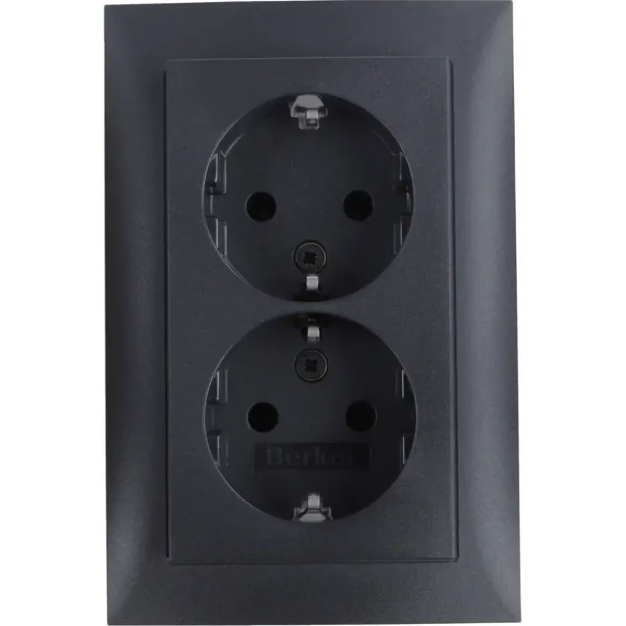 Berker S.1 Dubbel Geaard Stopcontact antraciet Discount