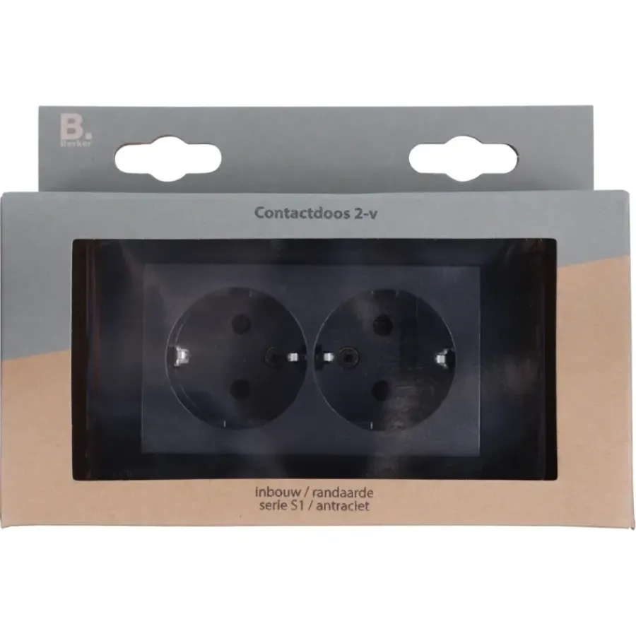 Berker S.1 Dubbel Geaard Stopcontact antraciet Discount
