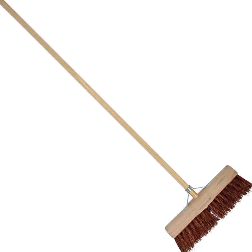 Bezem natuurvezel 45 cm met steel 160 cm