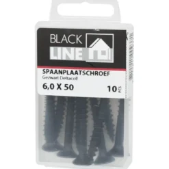 Blackline spaanplaatschroef zwart TX-25 6.0x50 mm 10 stuks