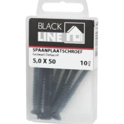 Blackline spaanplaatschroef zwart TX-20 5.0x50 mm 10 stuks