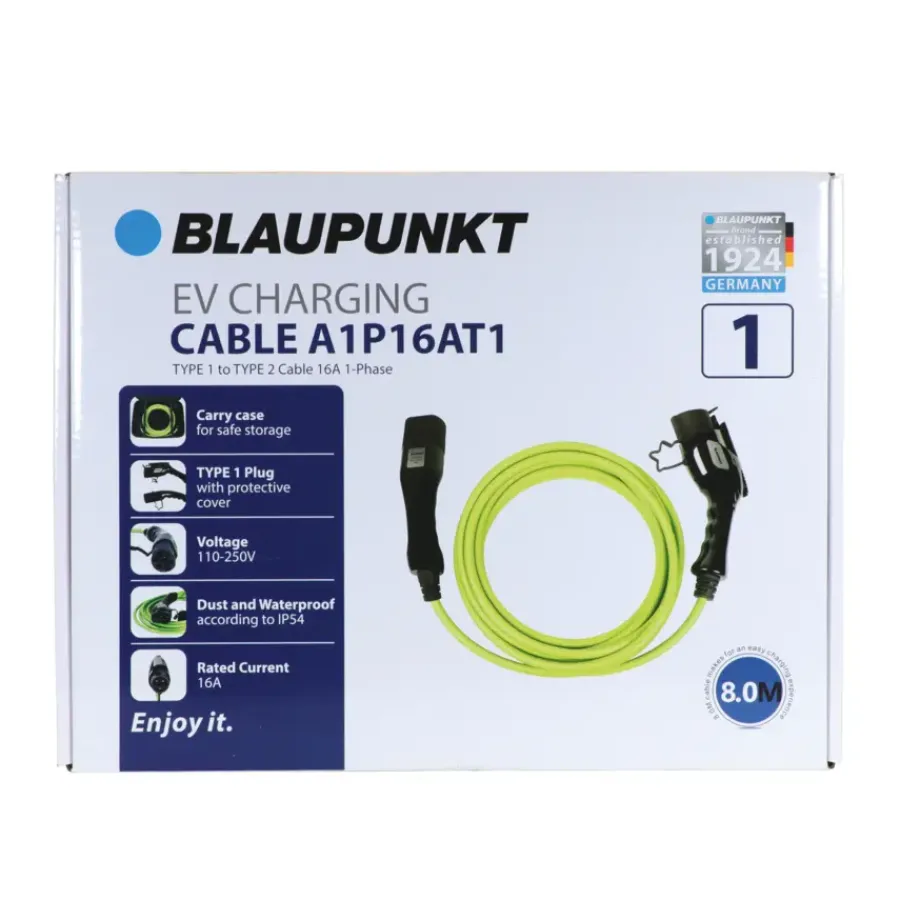 Blaupunkt Electric Verhicle 1 Fase laadkabel type 1 16Ah capaciteit Best