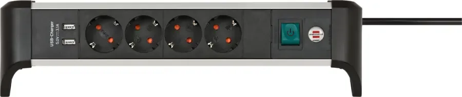 Brennenstuhl Stekkerdoos met schakelaar en USB 4-voudig zwart/grijs 1,8 meter snoer Best