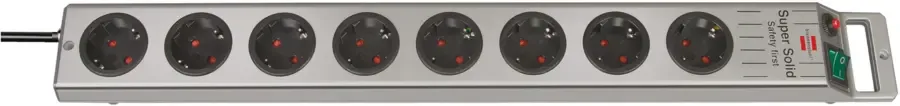 Brennenstuhl Super-Solid-Line stekkerdoos 8-voudig met schakelaar zilver 2,5 meter snoer Best