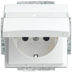 Busch-Jaeger Balance SI Enkel Geaard Stopcontact met Klepje Wit Outlet