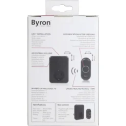 Byron DBY-22353 Draadloze deurbelset plugin met stopcontact 150m zwart Clearance