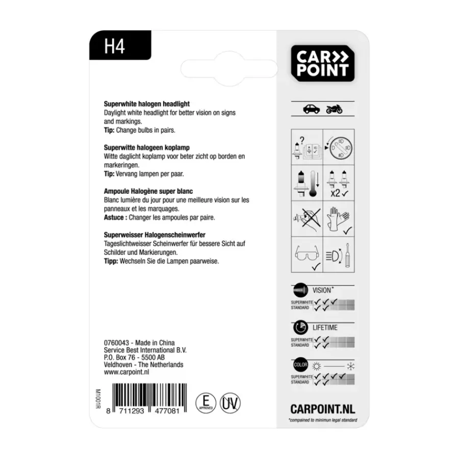 Carpoint autolamp H4 Superwhite 12V 60/55W Clearance