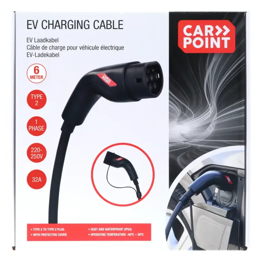 Carpoint laadkabel elektrische auto type 2 - 2 32a 1ph 6 meter