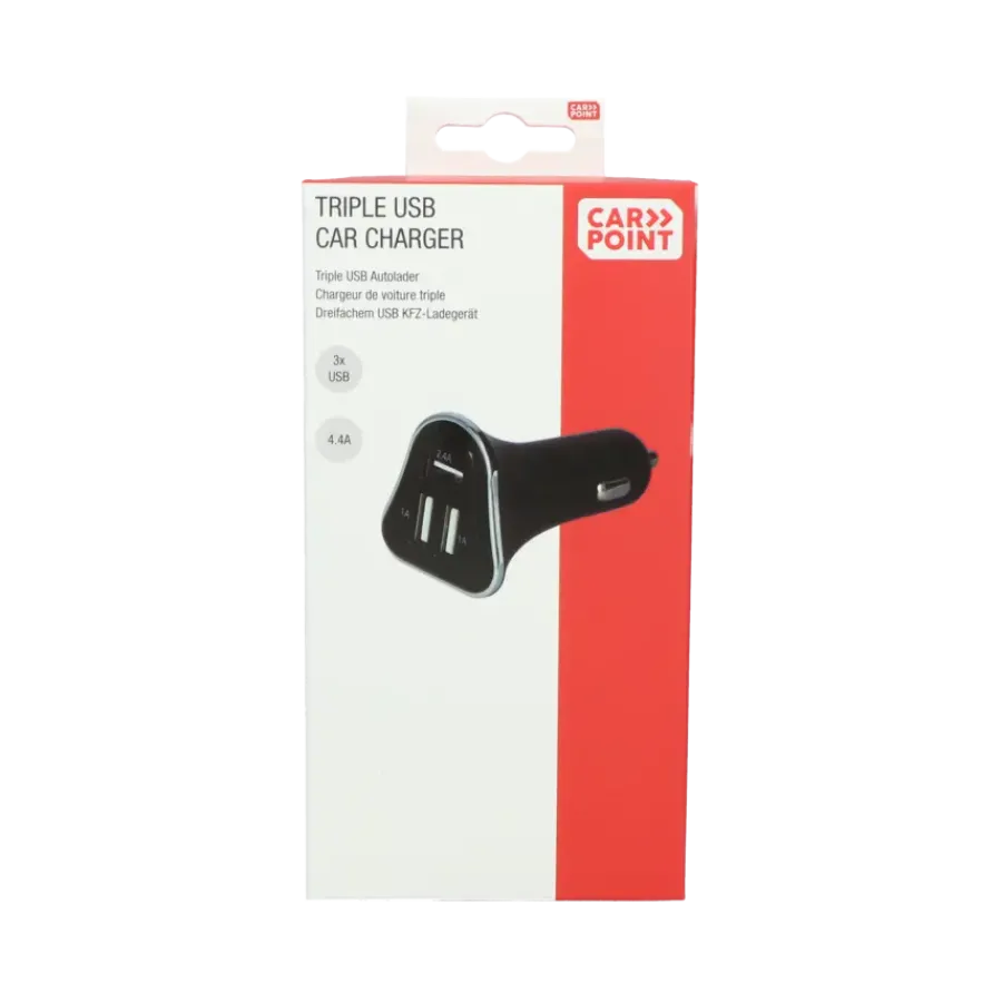 Carpoint 12/24V Triple USB Autolader 4.4A Hot