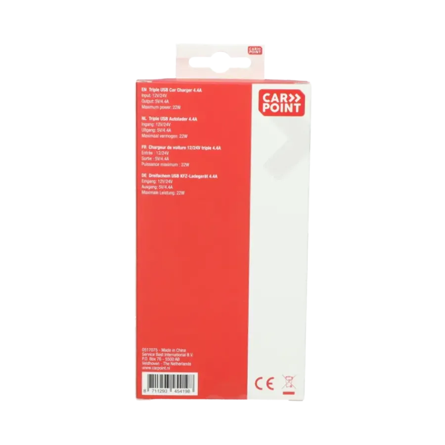 Carpoint 12/24V Triple USB Autolader 4.4A Hot