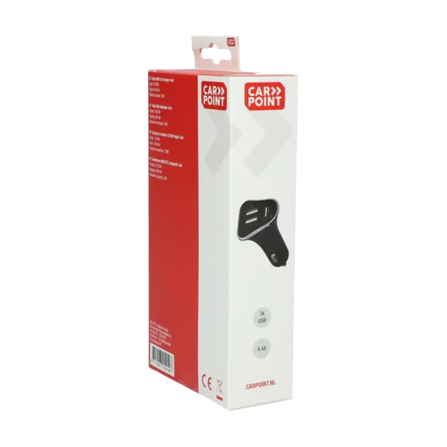 Carpoint 12/24V Triple USB Autolader 4.4A Hot