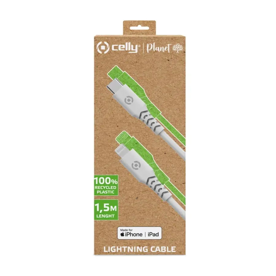 Celly Planet USB-C lightning kabel wit 1,5 meter Outlet
