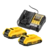 DeWALT 18V XR 2 accu's 2.0Ah + acculader / snellader DCB1104D2-QW