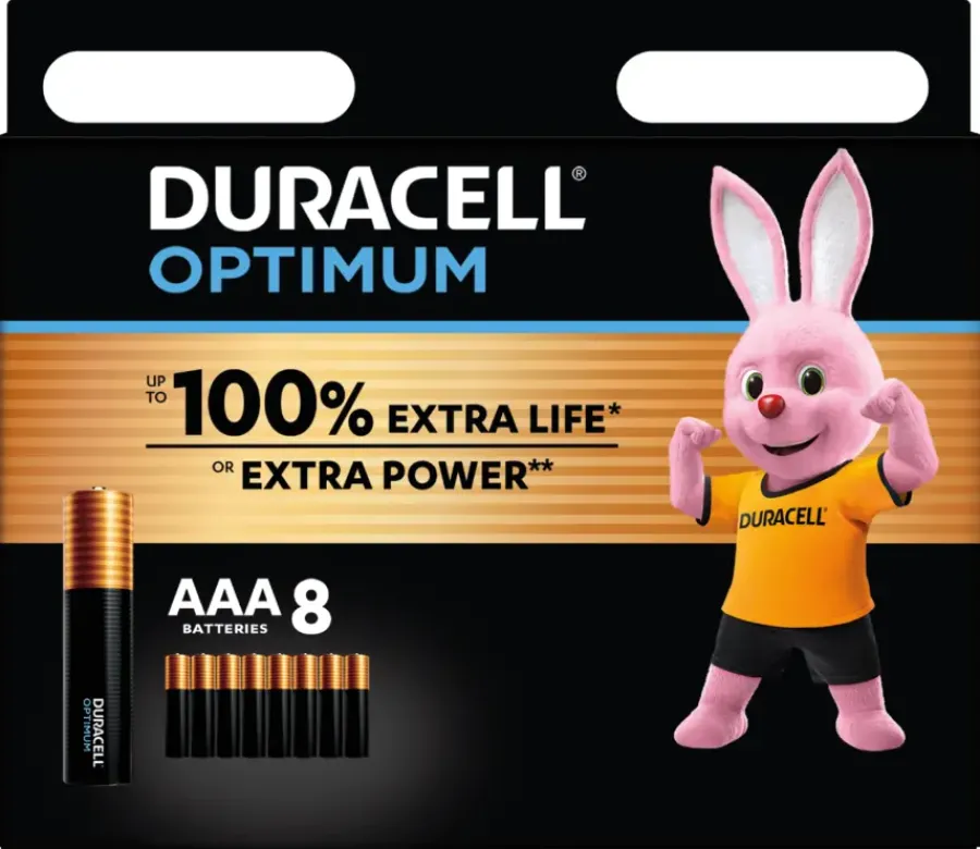 Duracell Batterij AAA Alkaline Optimum 8 stuks New
