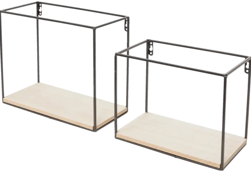 Duraline muur kubussen staal/hout set 2 stuks