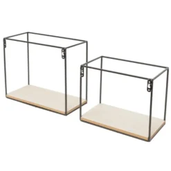 Duraline muur kubussen staal/hout set 2 stuks