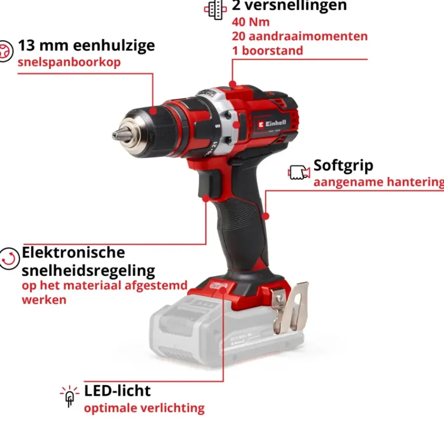 EINHELL 18V accuboormachine TE-CD 18/40 LI (zonder accu) Best