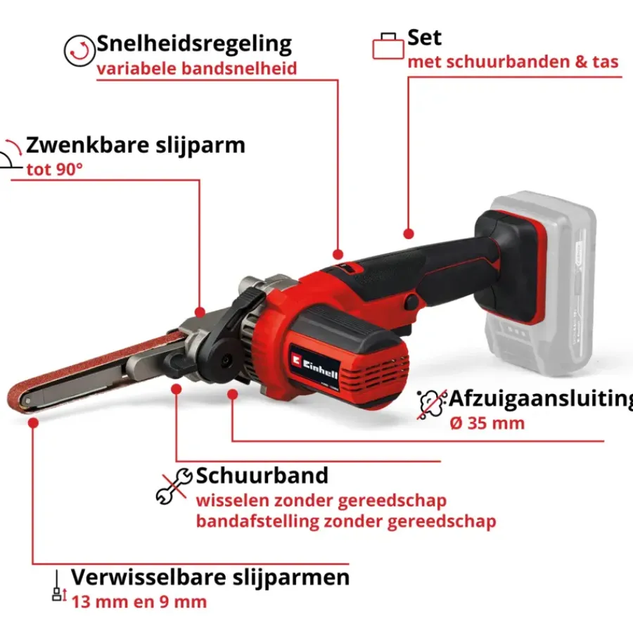 EINHELL 18V bandschuurmachine / powerfile TE-BF 18 LI (zonder accu) Outlet