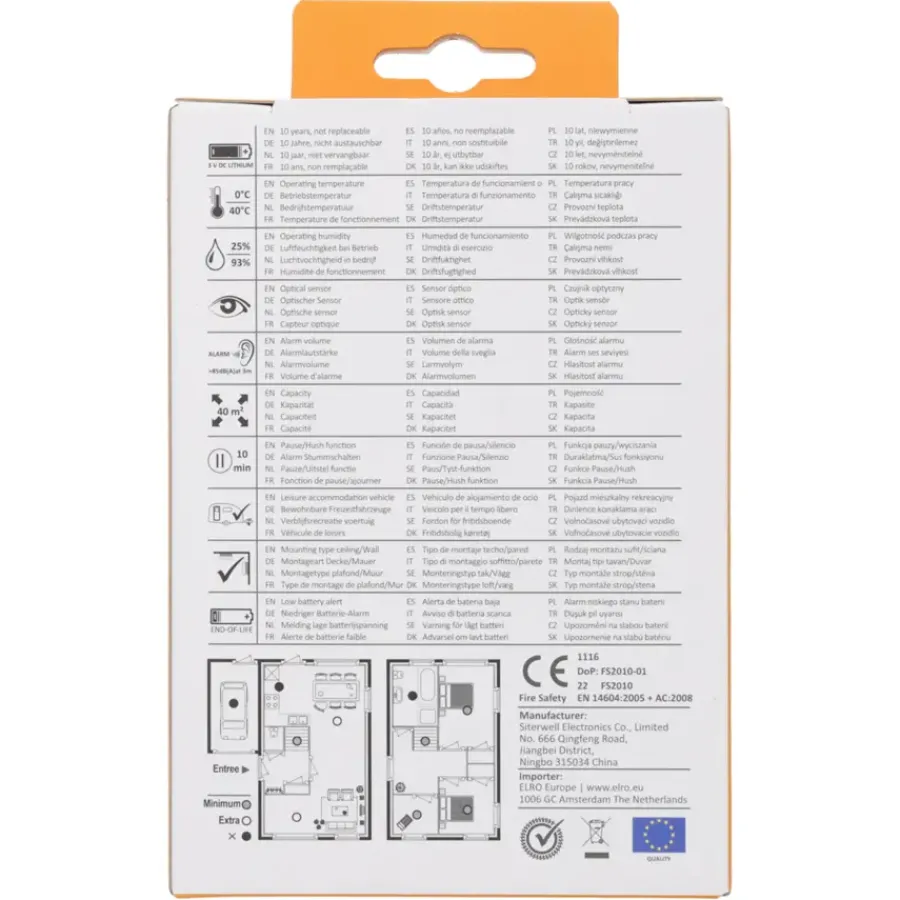 Elro FS2010-2 optische rookmelder inclusief 10 jaar lithium batterij DUO-pack Online