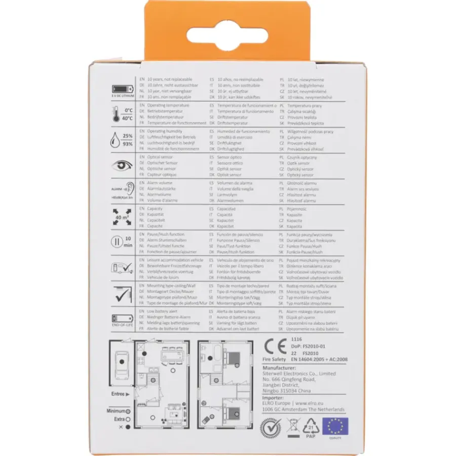 Elro FS2010 optische rookmelder inclusief 10 jaar lithium batterij Hot