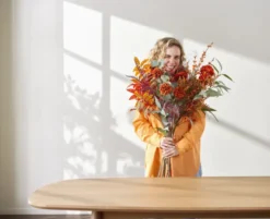Emerald kunstbloem Mum spray oranje 73cm