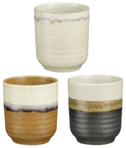 Ethan beker off white zwart terra - h9xd7,5cm - per stuk