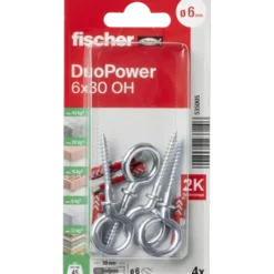 Fischer Universeelplug DuoPower 6x30mm met ooghaak 4 stuks