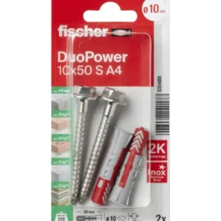 Fischer Universeelplug DuoPower 10x50 mm met RVS schroef 2 stuks