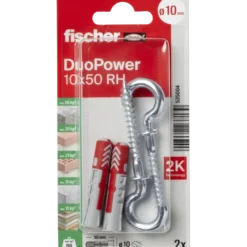 Fischer Universeelplug DuoPower 10x50mm met ronde haak 2 stuks