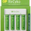 GP Batterijlader 411 + 4x oplaadbare batterijen AAA 850mAh ReCyko + Micro USB-lader New