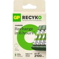 GP Batterijlader 411 + 4x oplaadbare batterijen AAA 850mAh ReCyko + Micro USB-lader